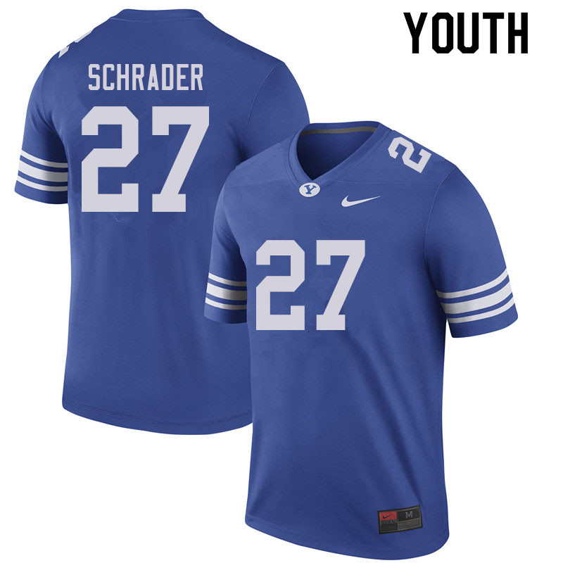 Youth #27 Bucky Schrader BYU Cougars College Football Jerseys Sale-Royal